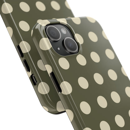 Vintage Green & Cream Polka Dots – iPhone Case