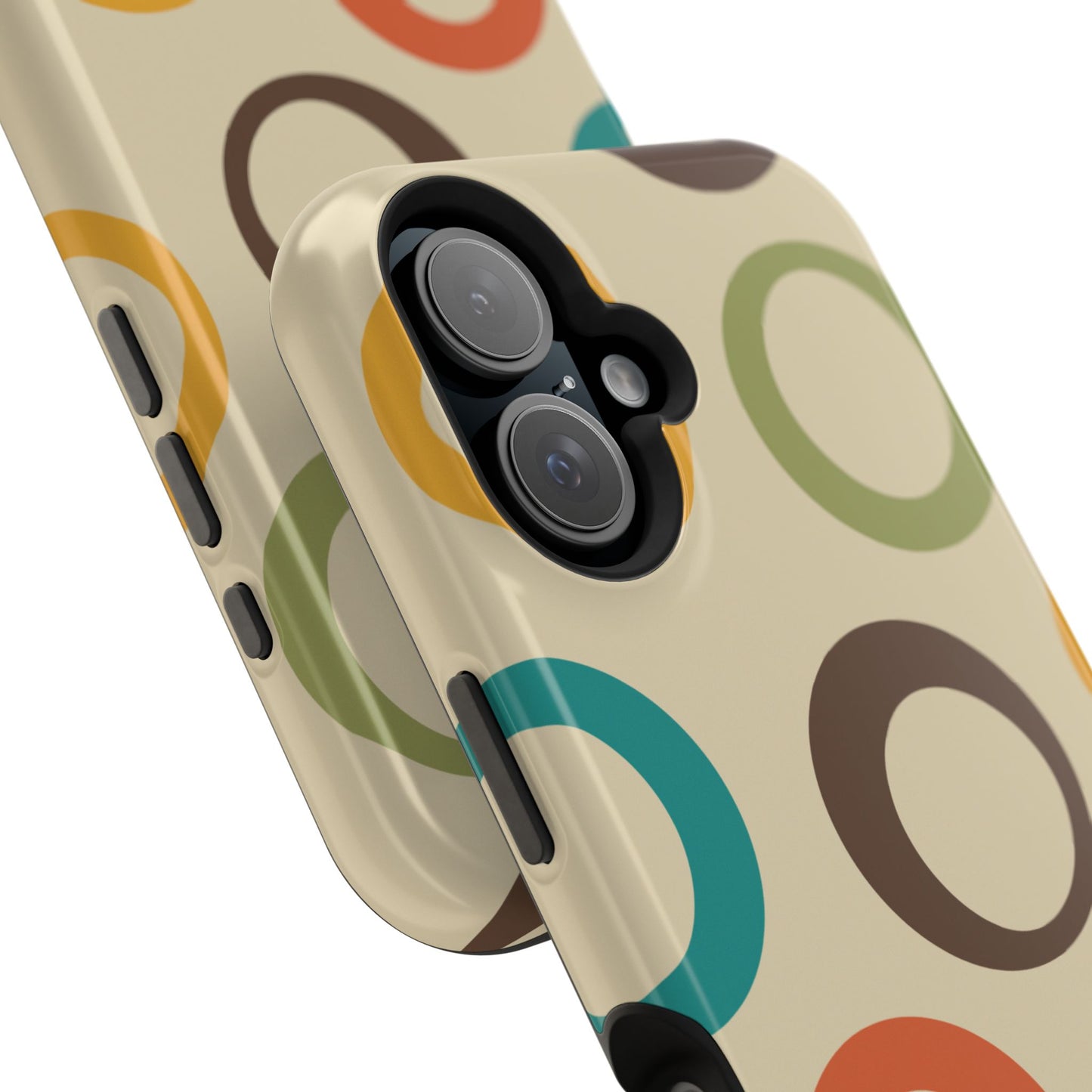 Retro Colorful Rings MagSafe iPhone Case – Shockproof, Matte Finish, Dual-Layer Protection