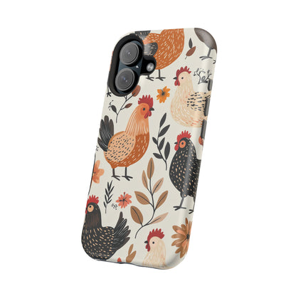 MagSafe iPhone Case: Cluckin' Vintage – Chickens & Leaves