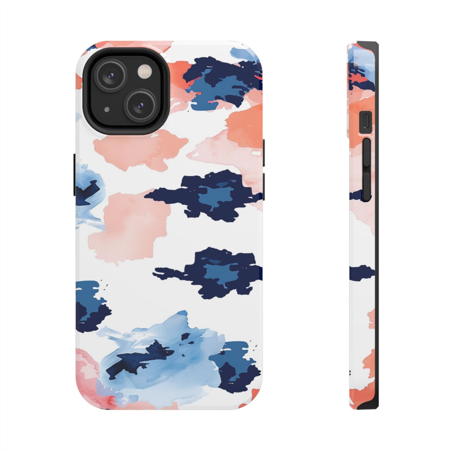 Abstract Coral & Navy Watercolor Design – iPhone Case