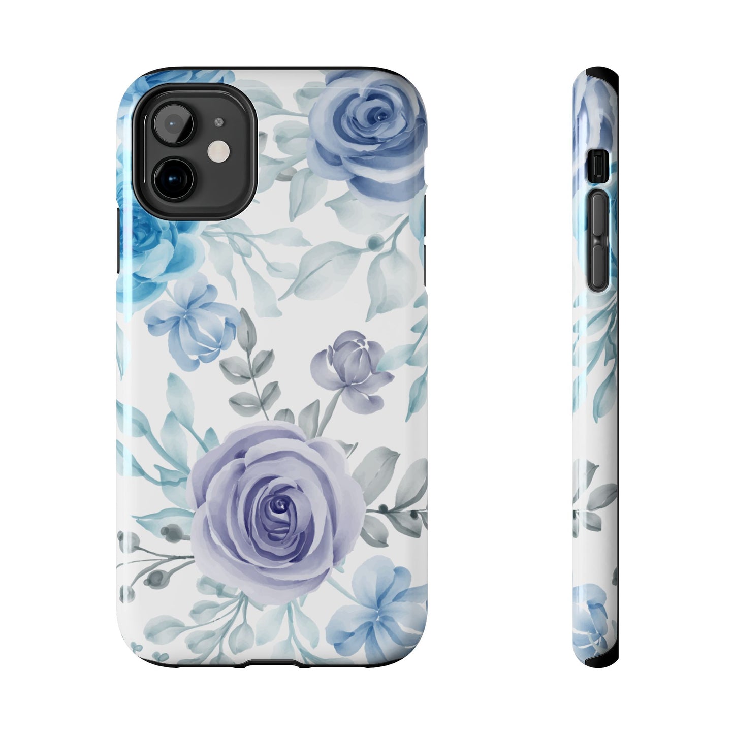 Elegant Blue & Violet Roses iPhone Case – Luxurious Floral Design for Chic Device Protection