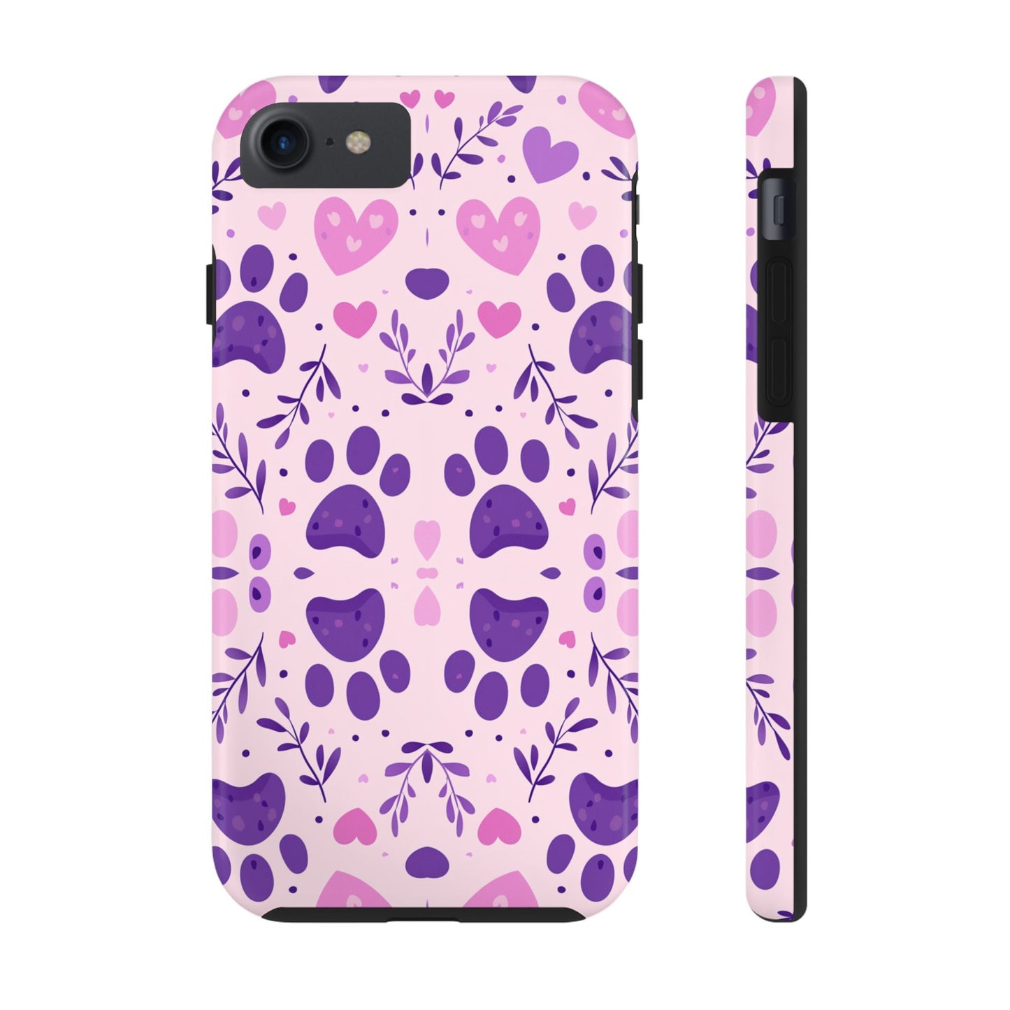 Pastel Paw Print iPhone Case - Cute Pet-Themed Floral Protective Cover