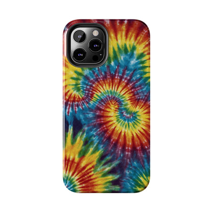 Retro Tie-Dye Swirl iPhone Case – Rainbow Spiral Design