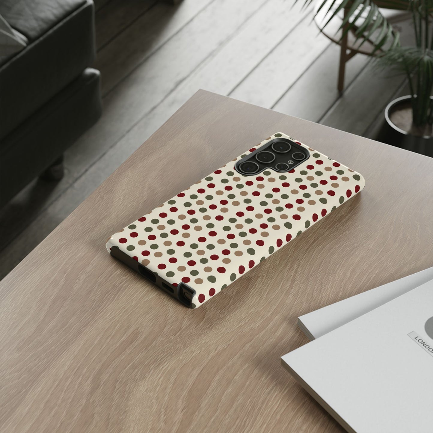 Festive Red & Green Polka Dots on Cream – Samsung Galaxy Case