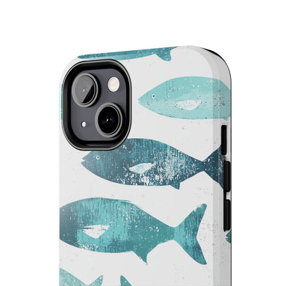 Vintage Blue Fish Print - iPhone Series Case