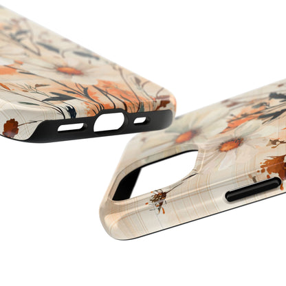 Pastel Orange Floral iPhone Case - Elegant Plaid Protective Cover