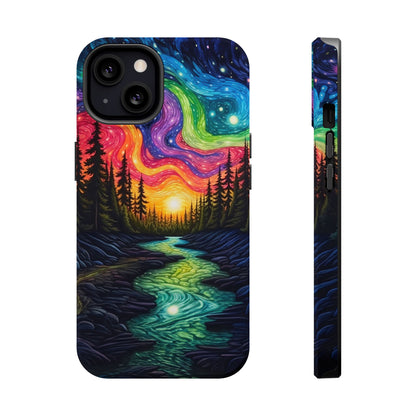 Celestial Nightscape MagSafe iPhone Case – Vibrant River and Starry Sky Design