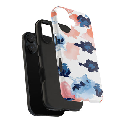 Abstract Coral & Navy Watercolor Design – iPhone Case