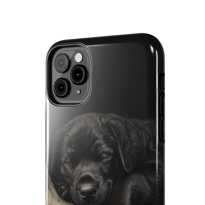 Adorable Black Labrador Puppy on Feathers iPhone Case