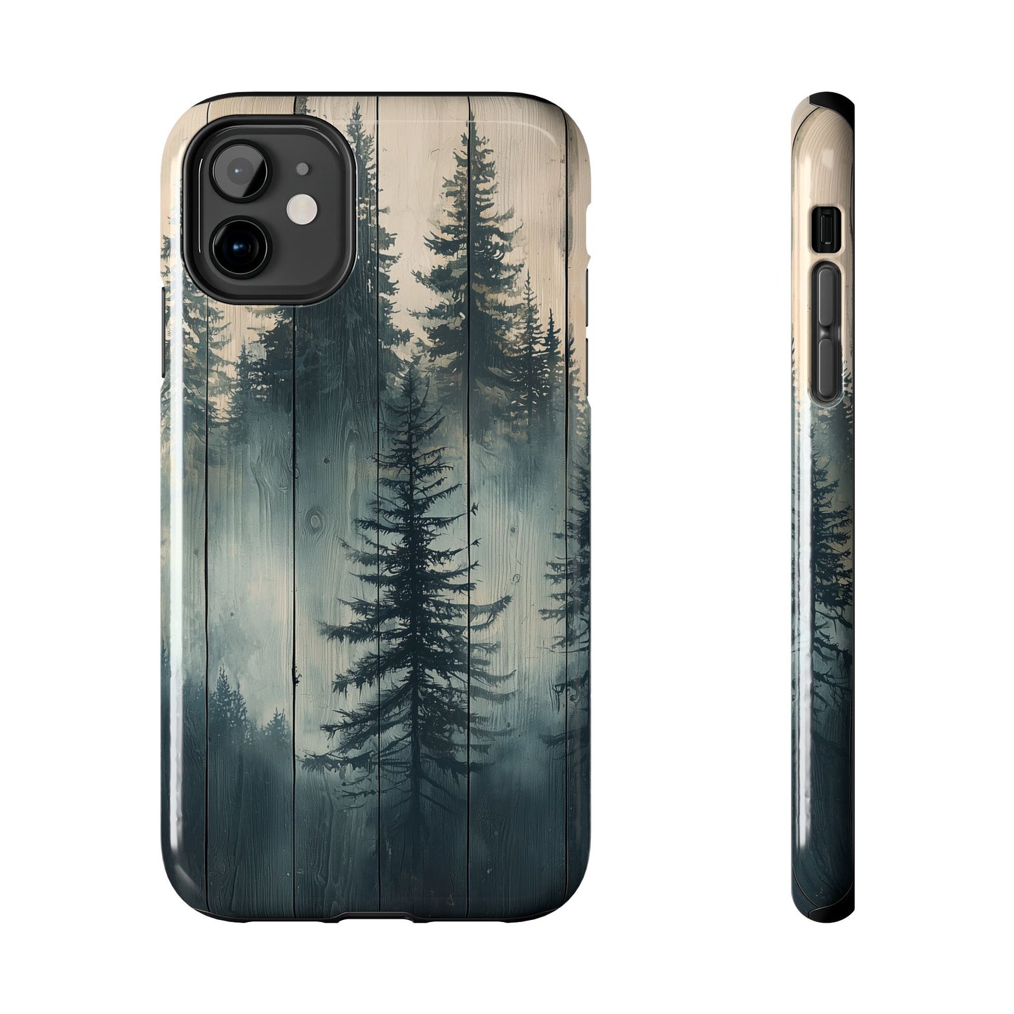 Misty Pine Forest Iphone Case - Nature-Inspired Wood Design Protective Cover