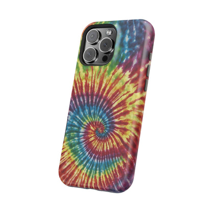 Vibrant Spiral Tie-Dye MagSafe Case – Retro Rainbow Design