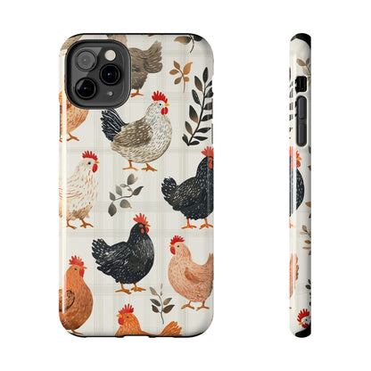 iPhone Case: Vintage Chicken & Leaves – Farmhouse Style Case