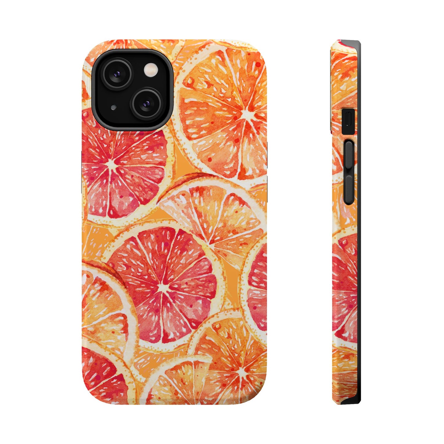 Watercolor Citrus Splash Tough MagSafe iPhone Case – Vibrant Fruit Print, Shock-Resistant Design