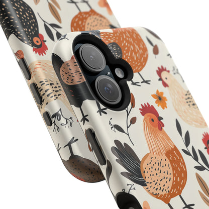 MagSafe iPhone Case: Cluckin' Vintage – Chickens & Leaves