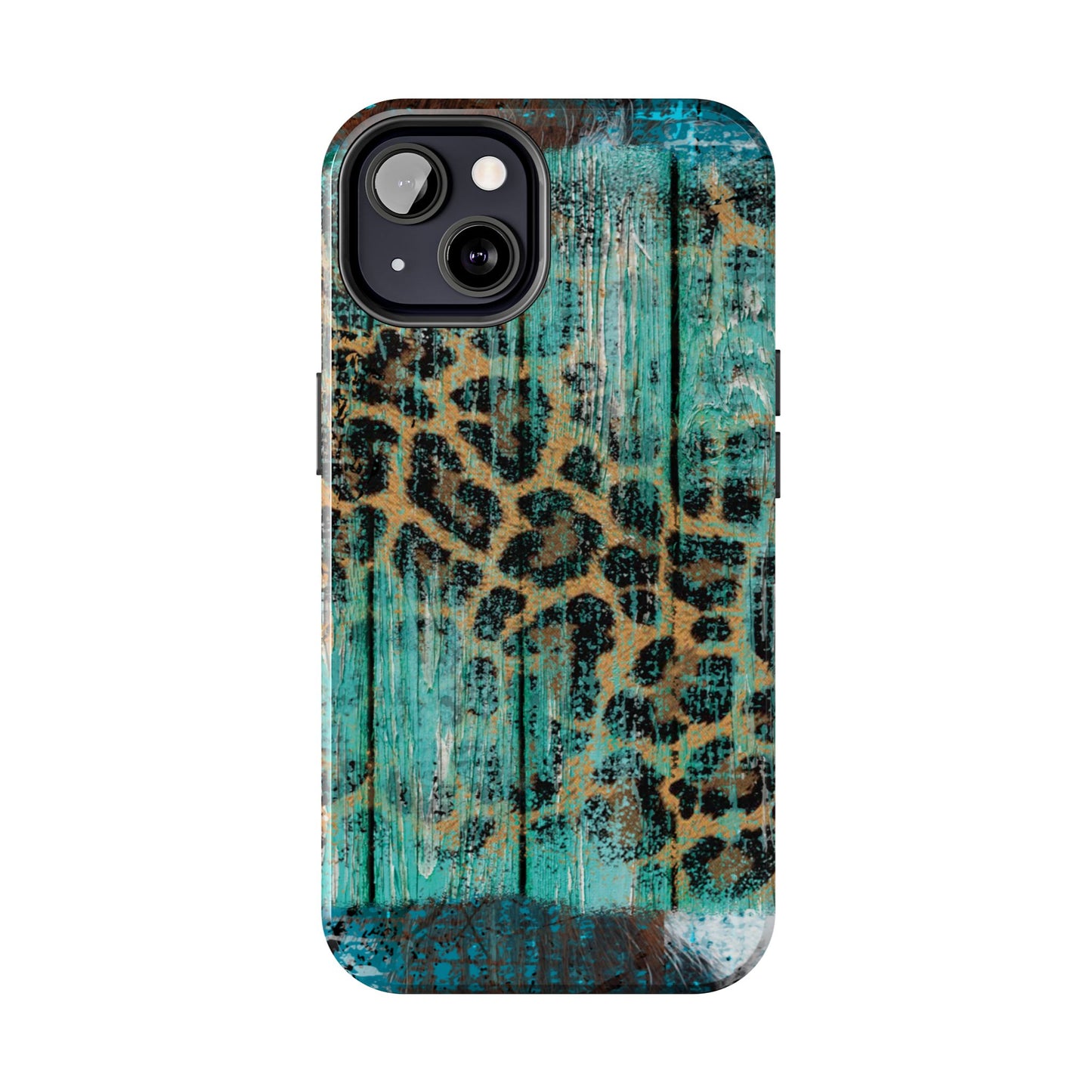 Turquoise Rustic Leopard Wood - iPhone Series Case