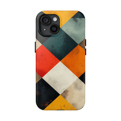 Geometric Retro iPhone  Case - Colorful Checkered Protective Cover