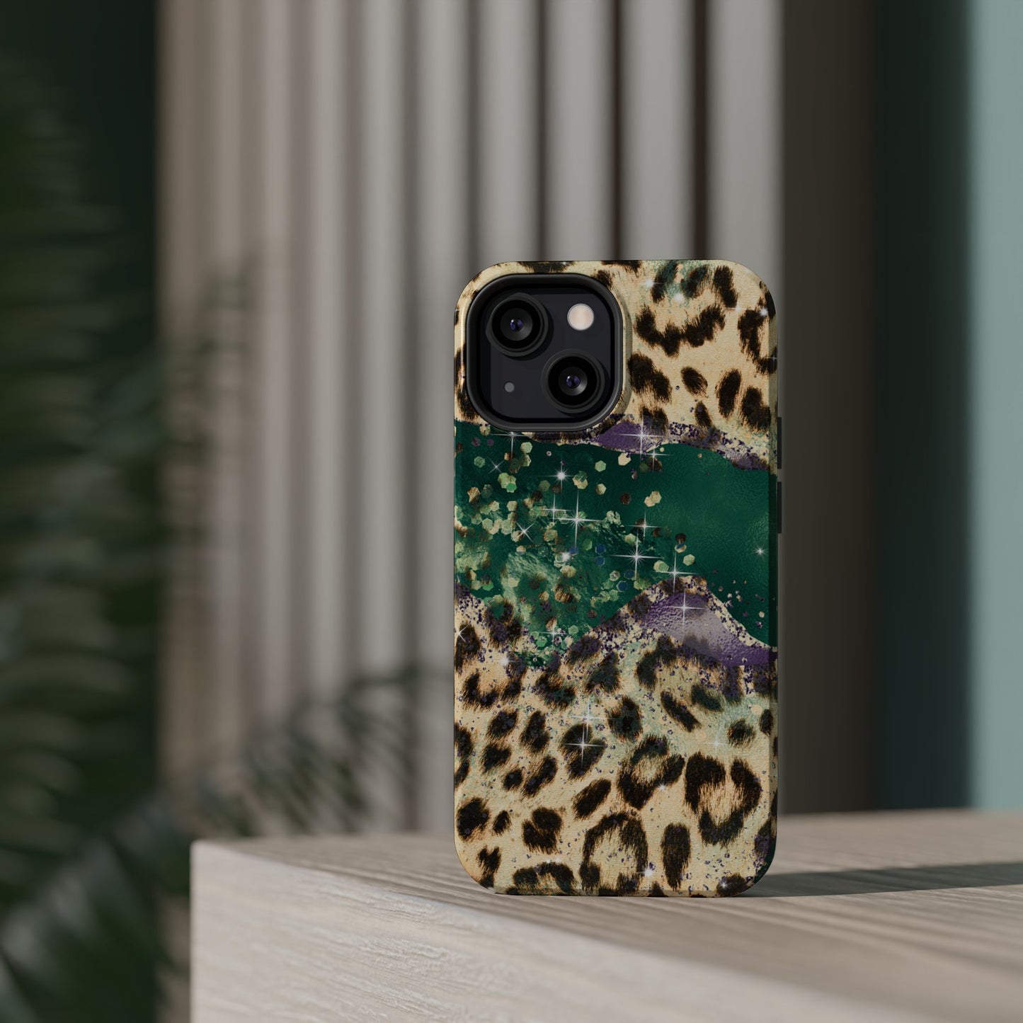 Emerald Glitter Leopard Print - MagSafe iPhone Series Case