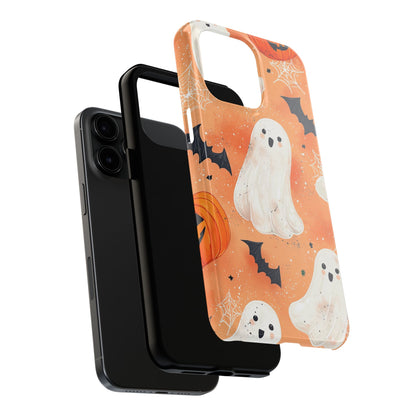 Spooky Cute Ghost iPhone Case – Halloween Ghosts, Pumpkins, Bats & Cobwebs Design - BOGO Cases