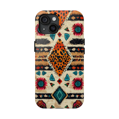 Wild Boho Leopard Print & Floral Tough iPhone Case – Eclectic Tribal Design, Dual - Layer Protection - BOGO Cases