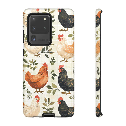 Samsung Galaxy Case: Vintage Chicken Farmhouse Case – Rustic Leaves Design