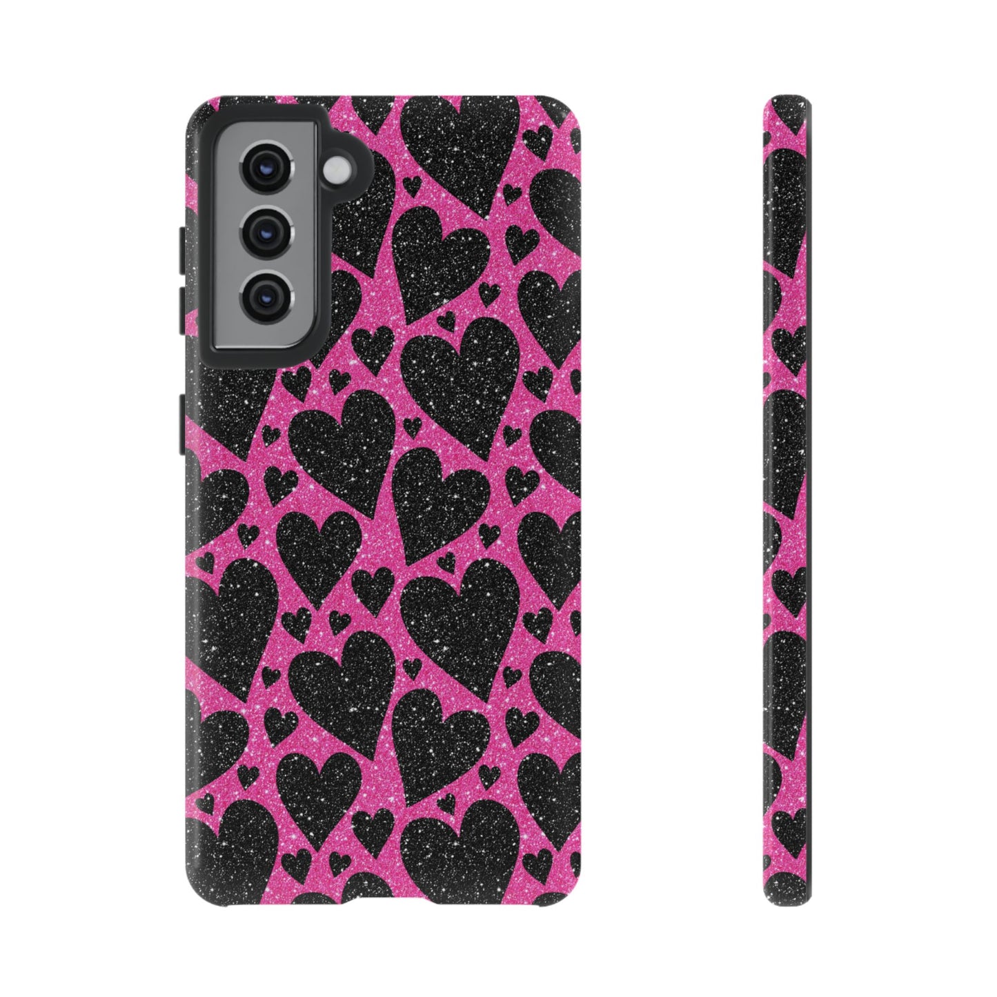 Pink Glitter Hearts Samsung Galaxy Case