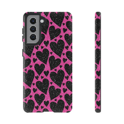 Pink Glitter Hearts Samsung Galaxy Case