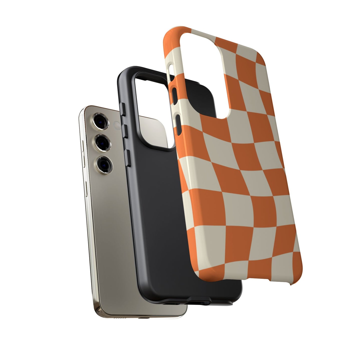 Wavy Retro Checkerboard Samsung Galaxy Case – Shockproof, Matte Finish, Dual-Layer Protection