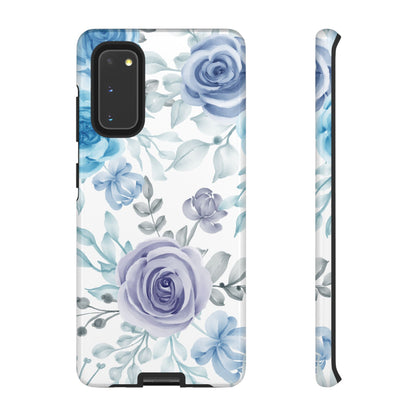 Elegant Blue & Violet Roses Samsung Galaxy Case – Artistic Floral Design for Stylish Protection