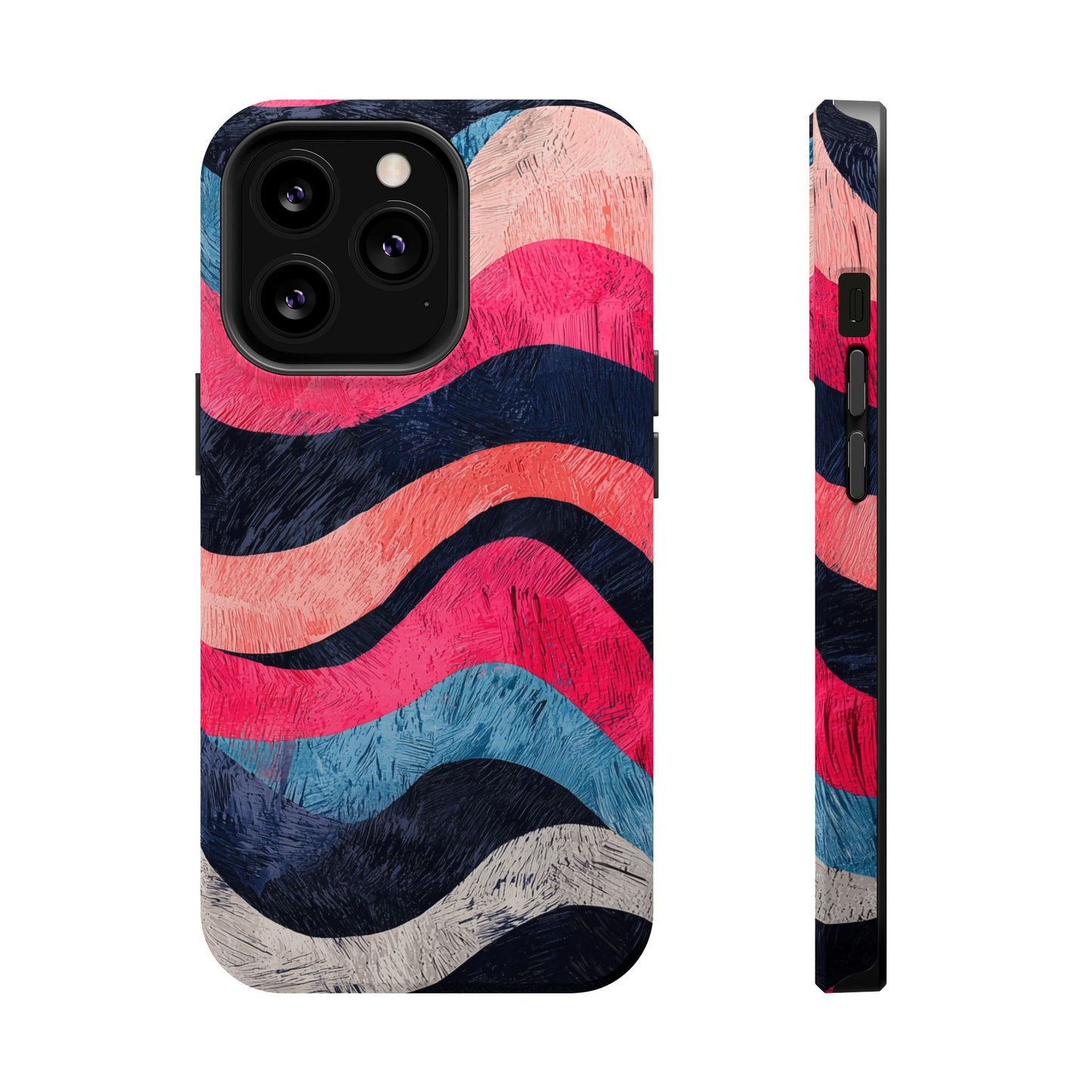 Abstract Wave Pattern MagSafe iPhone Case – Shockproof, Matte Finish, Dual-Layer Protection