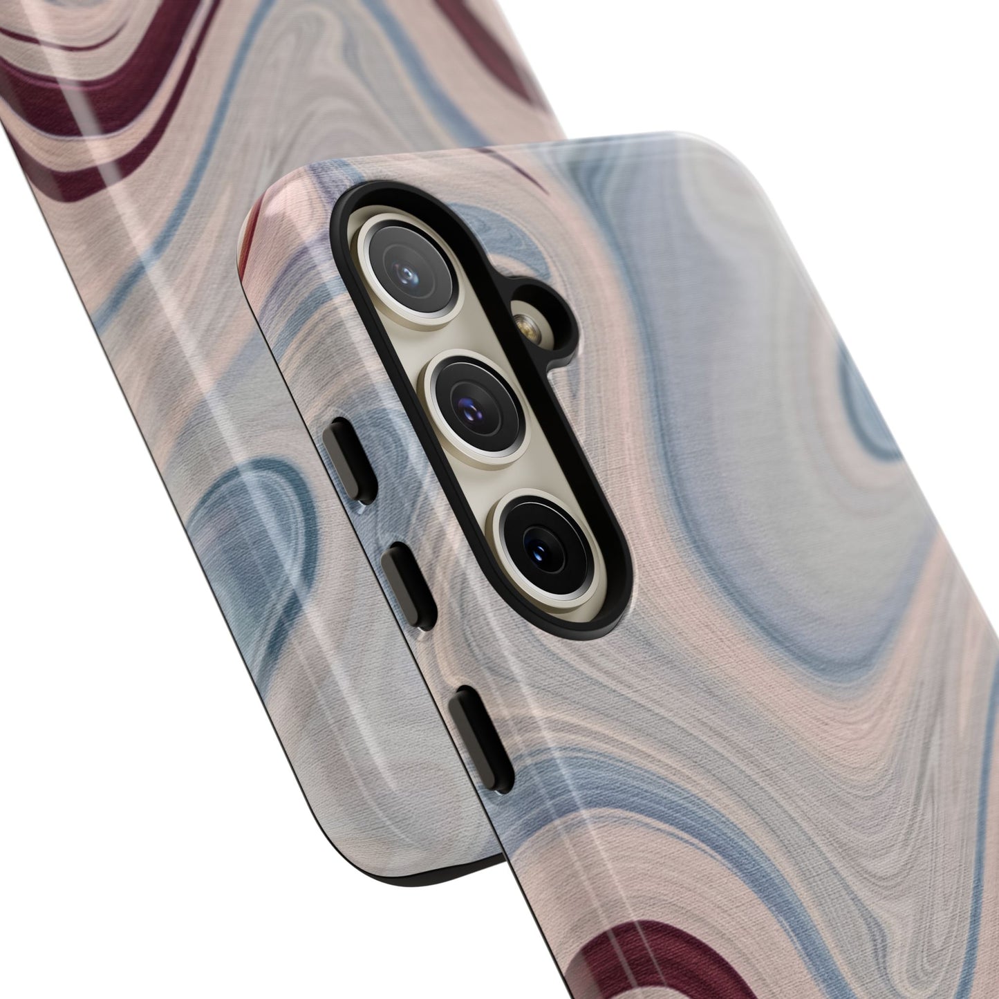 Marble Swirl Elegance – Samsung Galaxy Case in Blue & Blush Abstract Design