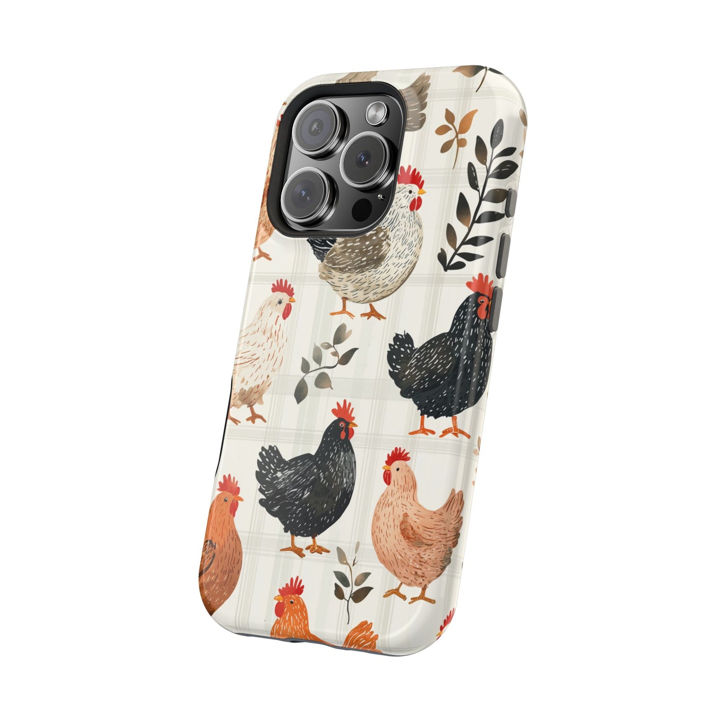 MagSafe iPhone Case: Vintage Chicken & Leaves – Farmhouse Style Case