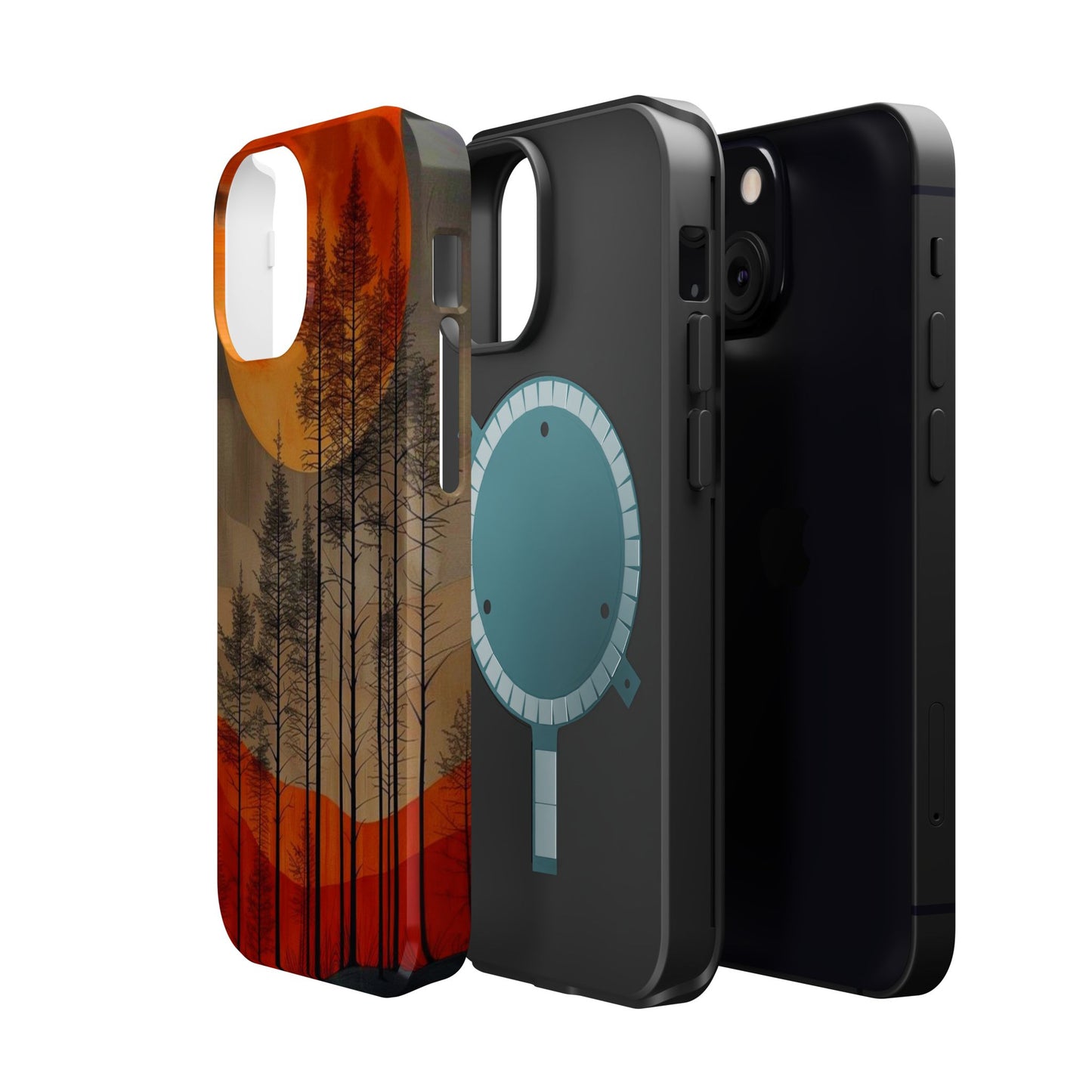 Moody Forest Moonrise MagSafe iPhone Case – Dark Landscape Design, Dual-Layer Protection