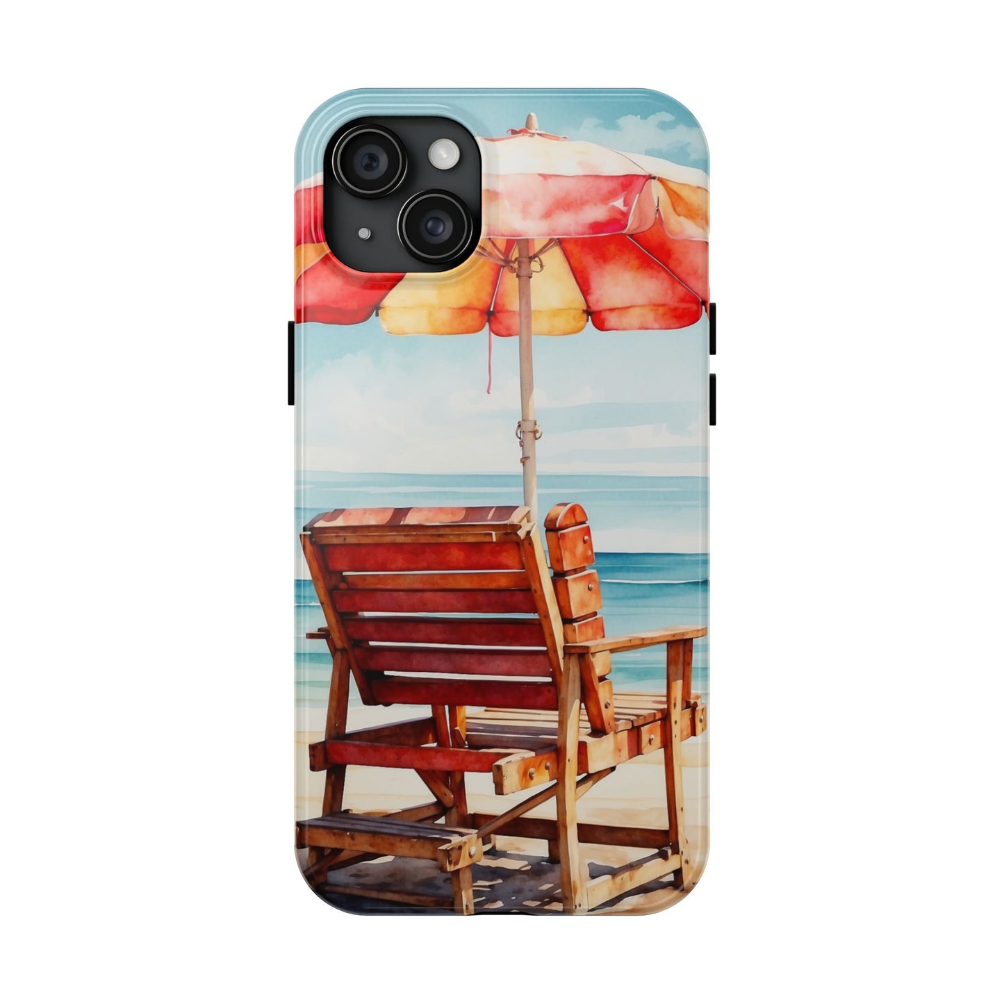 Beachfront Sunset Lounge iPhone Case – Vibrant Watercolor Design