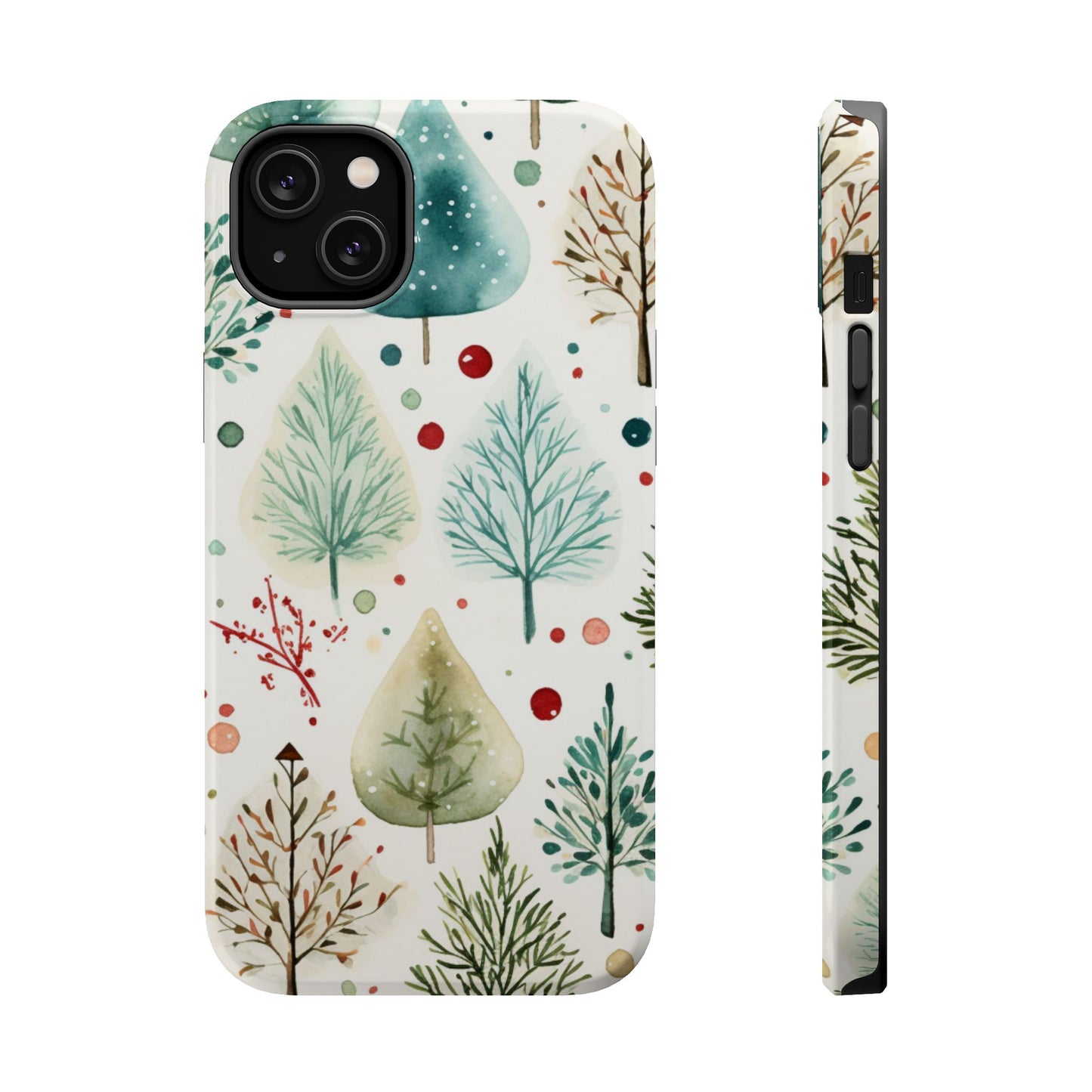 Watercolor Winter Trees MagSafe iPhone Case – Nature-Inspired, Holiday Theme Protective Cover