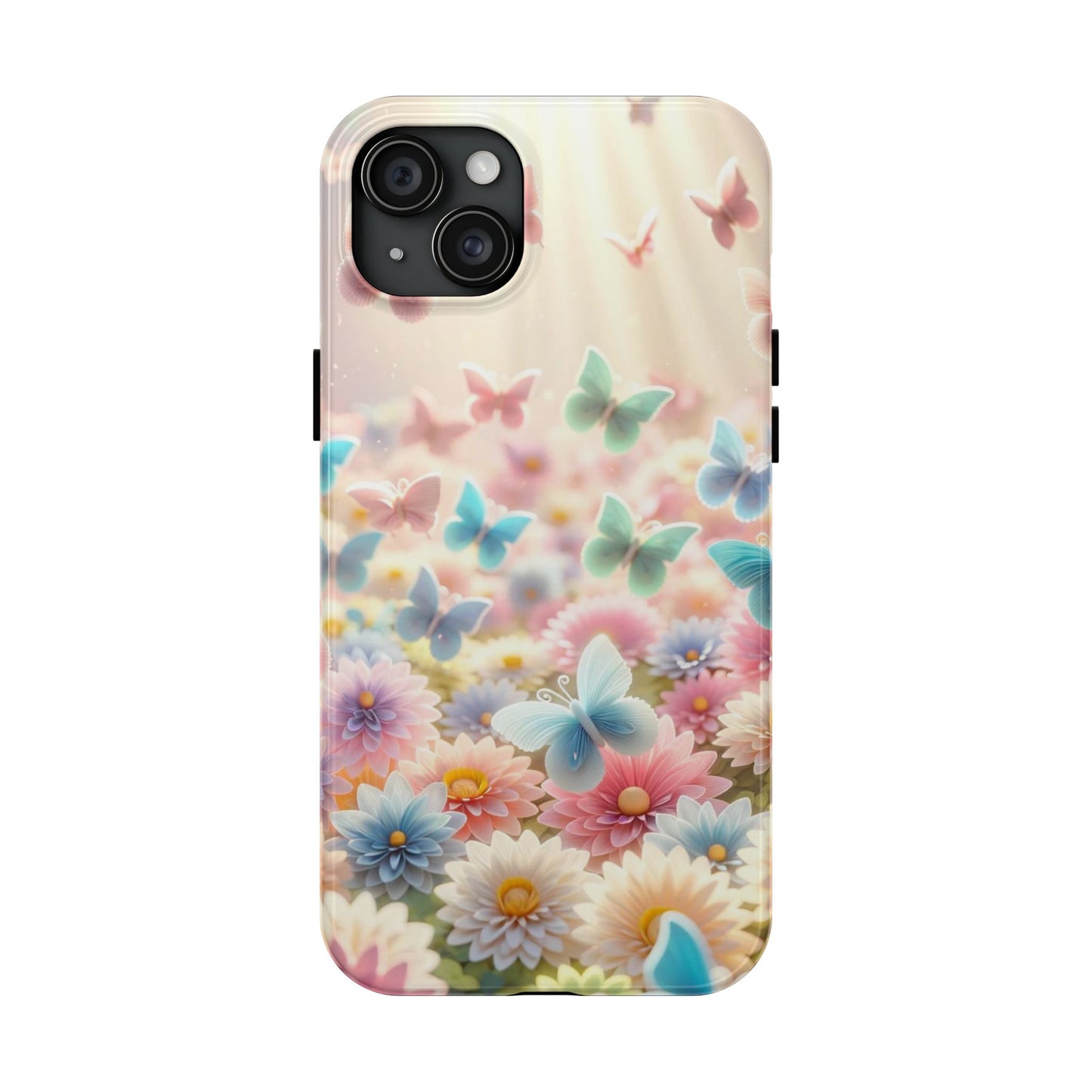 Butterfly Flower Garden - iPhone Case - Pastel Floral Protective Cover