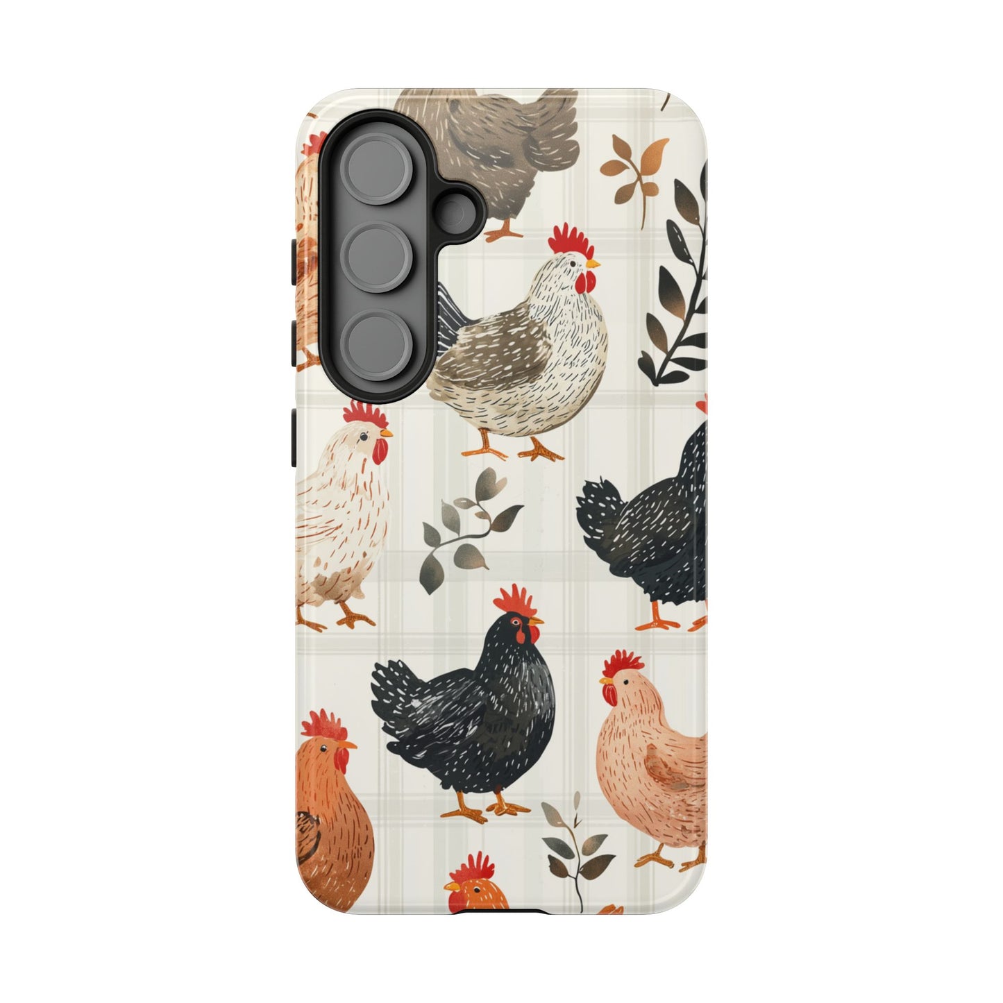 Samsung Galaxy Case: Vintage Chicken & Leaves – Farmhouse Style Case