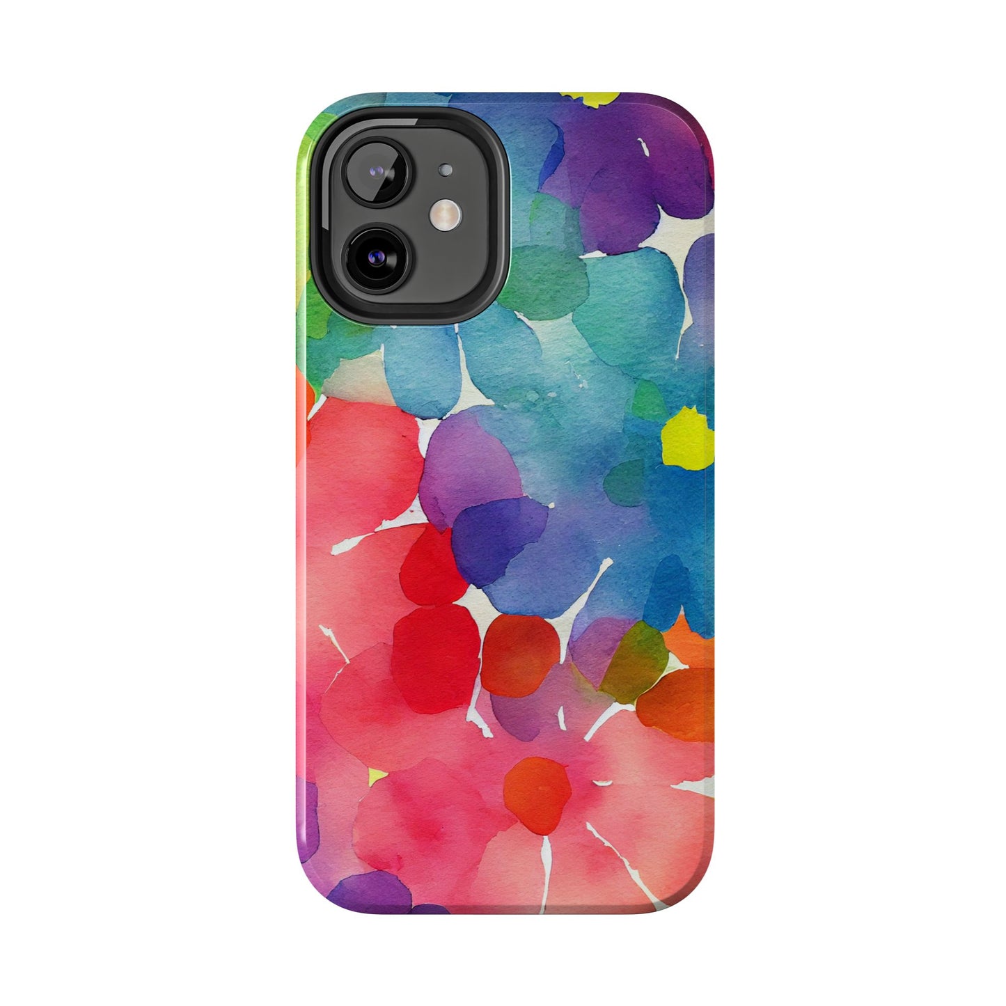 Rainbow Bloom Watercolor iPhone Case – Slim Design, Glossy Finish