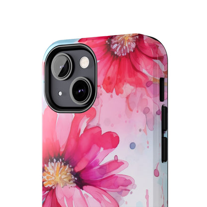 Vibrant Watercolor Red & Pink Floral - iPhone Case