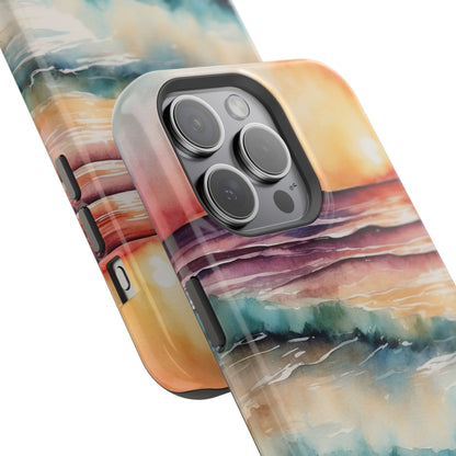 Sunset Waves MagSafe iPhone Case – Vibrant Watercolor Design