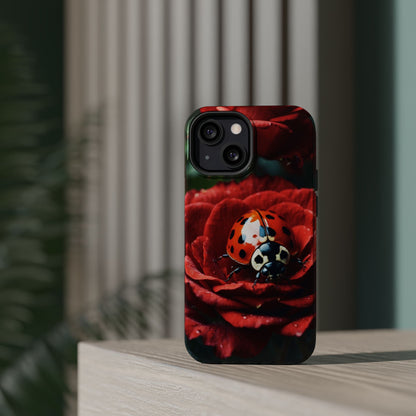 Elegant Rose & Ladybug Charm - MagSafe iPhone Case