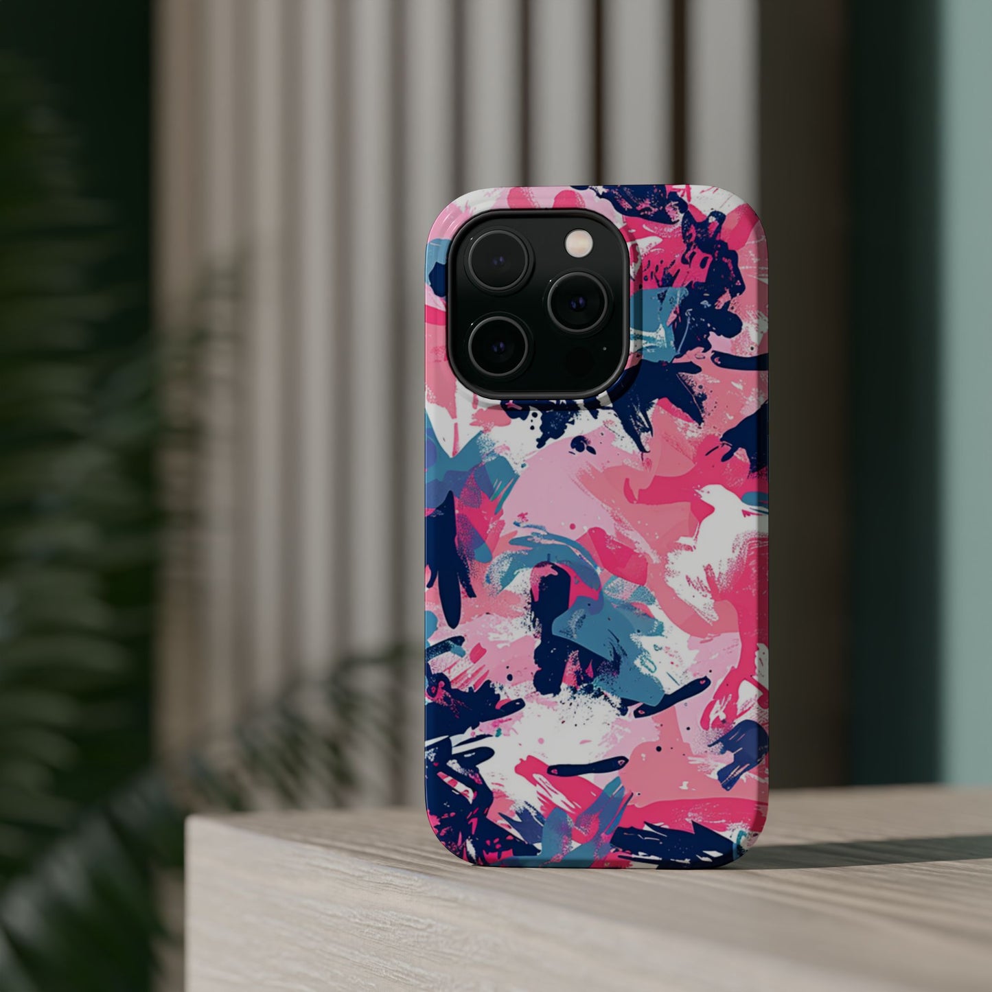 Vibrant Pink & Navy Abstract Splash – MagSafe iPhone Case