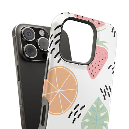 Tropical Fruit Fiesta Tough MagSafe iPhone Case – Fun Watermelon, Pineapple, and Citrus Design