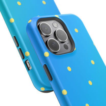 Blue Ocean Gradient Polka Dots MagSafe iPhone Case – Shockproof, Smooth Matte Finish, Dual-Layer Design