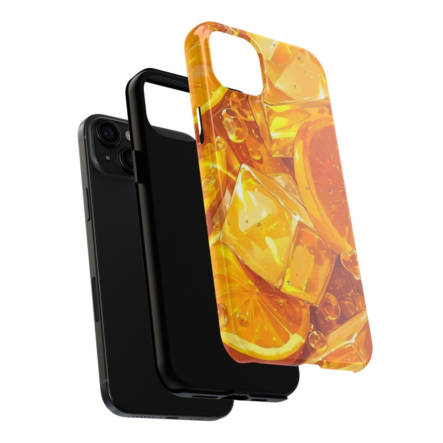 Citrus Splash iPhone Case – Bright Orange Slices & Ice, Dual-Layer Protection