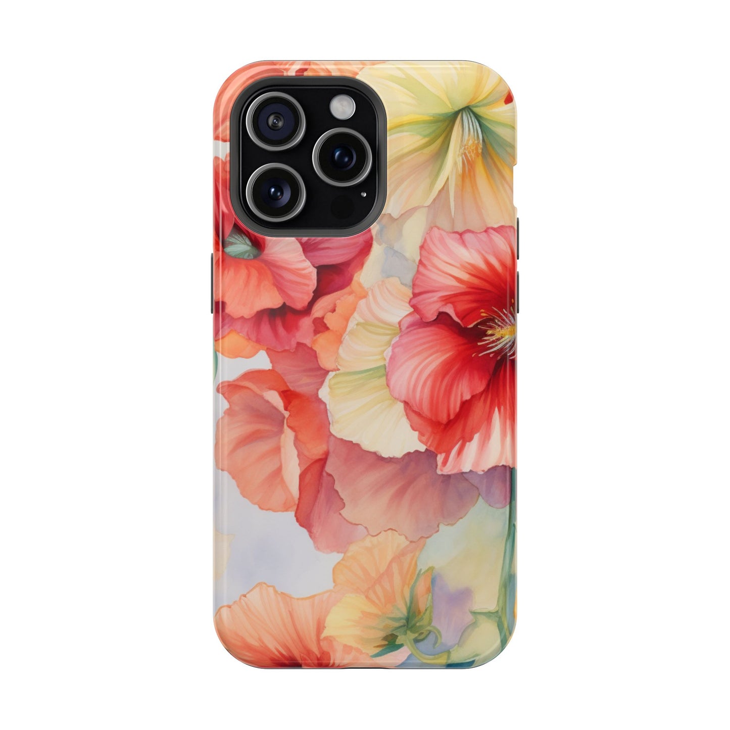 Gumamela Blush Pink Watercolor Floral – MagSafe Compatible iPhone Case