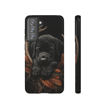 Charming Black Labrador Puppy on Feathers Samsung Galaxy Case