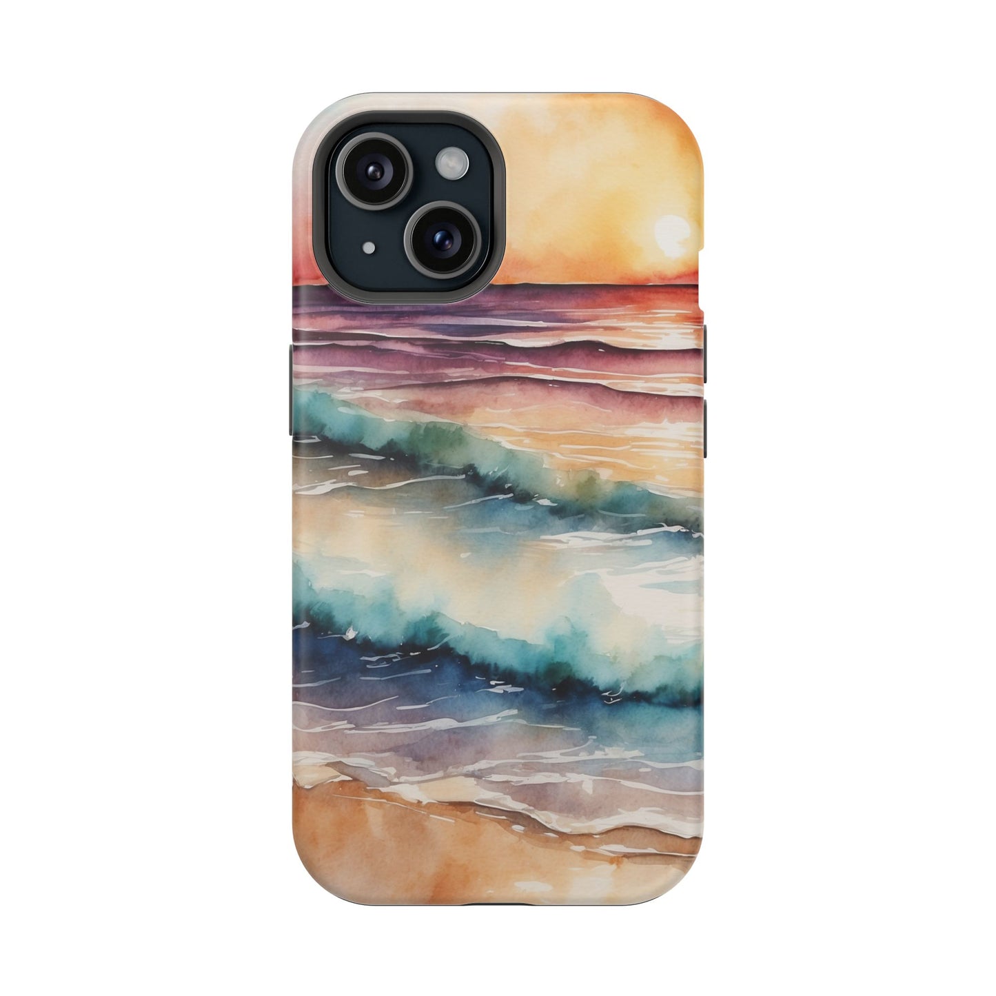 Sunset Waves MagSafe iPhone Case – Vibrant Watercolor Design