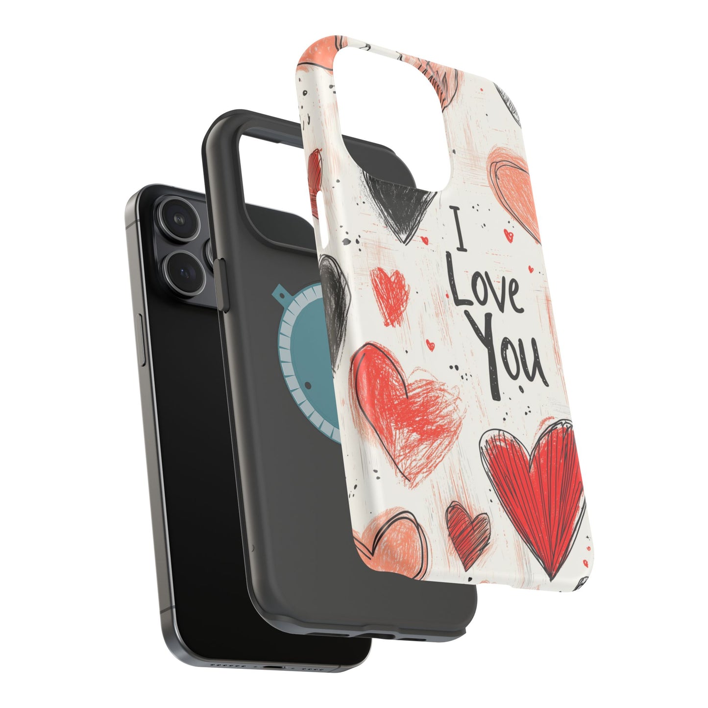 Romantic "I Love You" Heart Sketch - MagSafe Compatible Case