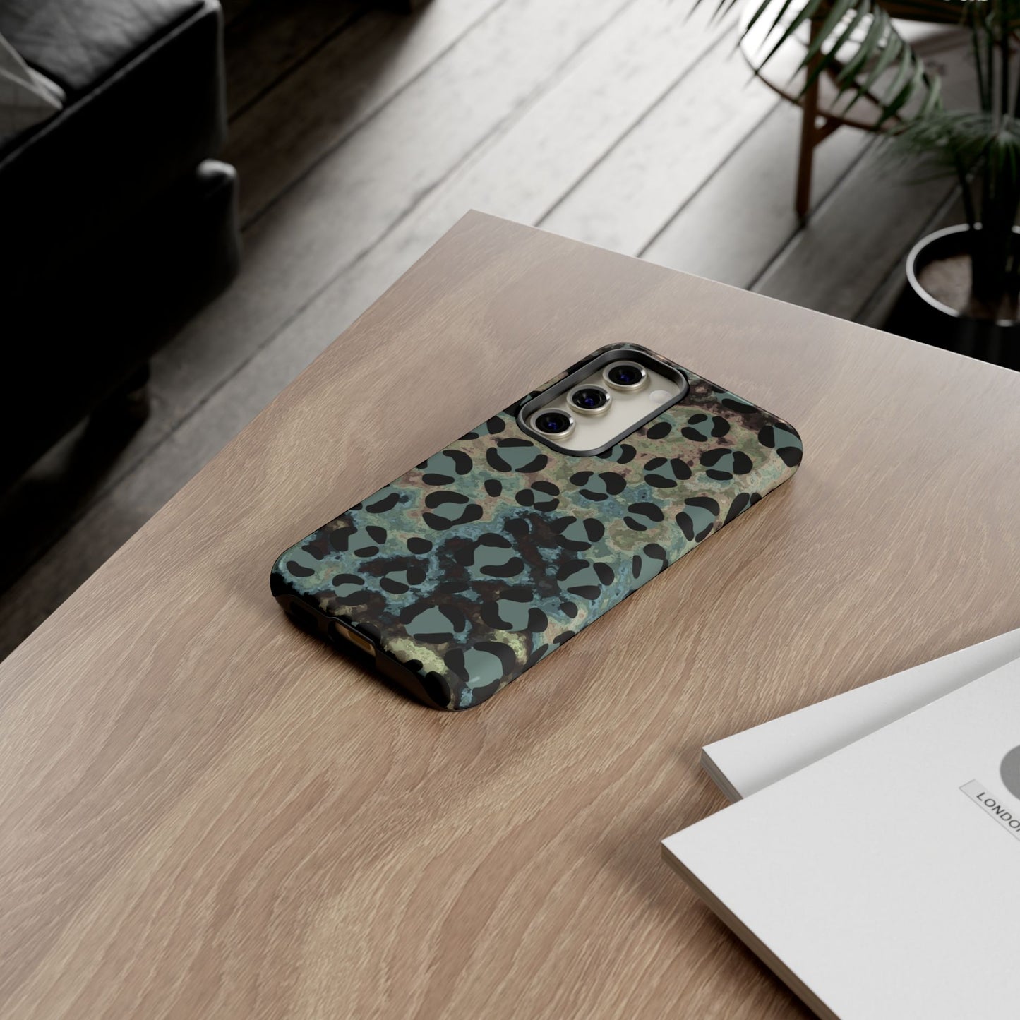 Moody Watercolor Leopard Print Tough Samsung Galaxy Case – Earthy Abstract Pattern with Dual-Layer Protection