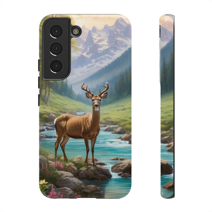 Alpine Serenity – Stag in Mountain Bliss Samsung Galaxy Phone Case